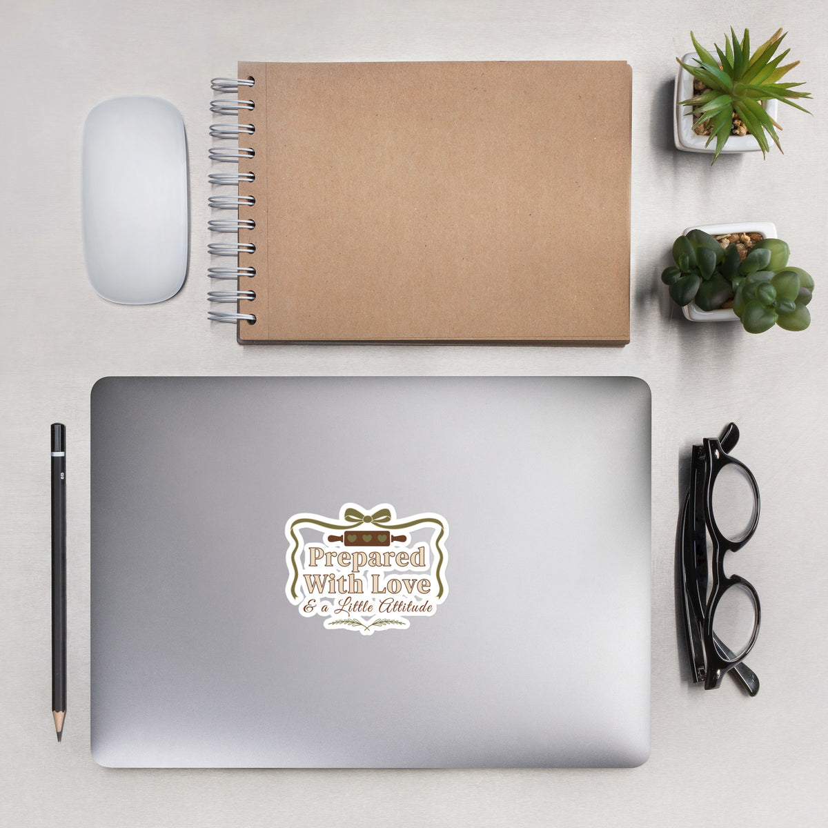 Prepared With Love & a Little Attitude Funny Baking Vinyl Sticker