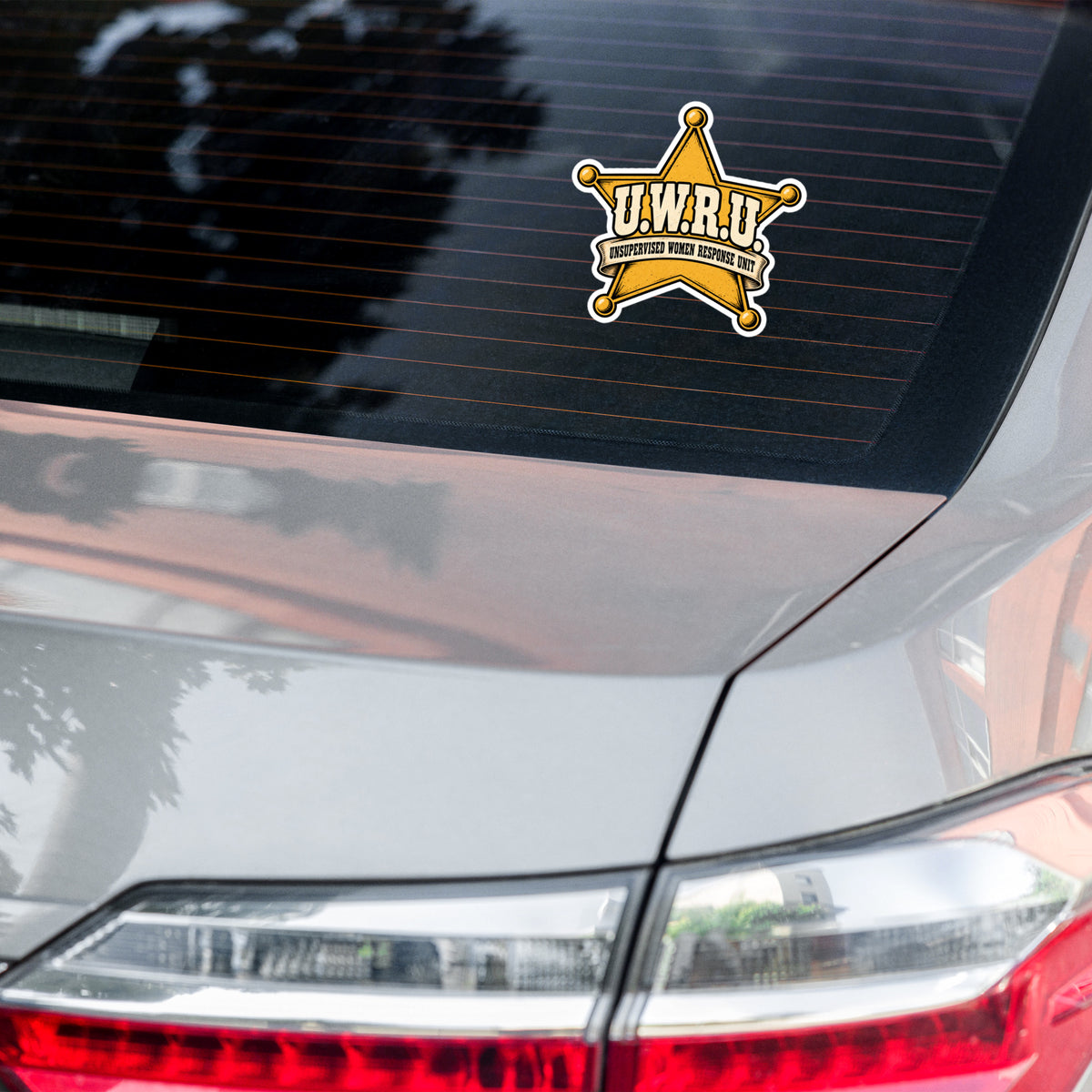 U.W.R.U. Unsupervised Women Response Unit Funny Sheriff Badge Sticker