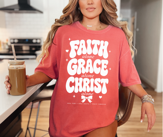 Faith Grace Christ Alone Comfort Colors 1717 Shirt, Christian Shirt, Sola Fide Sola Gratia Solus Christus Tee, Faith Gift