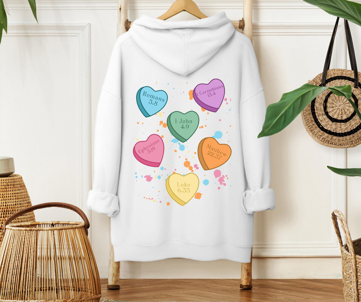 Love Like Jesus Candy Hearts Gildan® 18500 Christian Hoodie