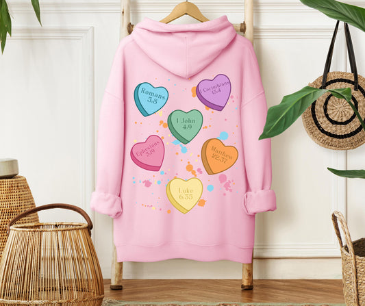 Love Like Jesus Candy Hearts Gildan® 18500 Christian Hoodie
