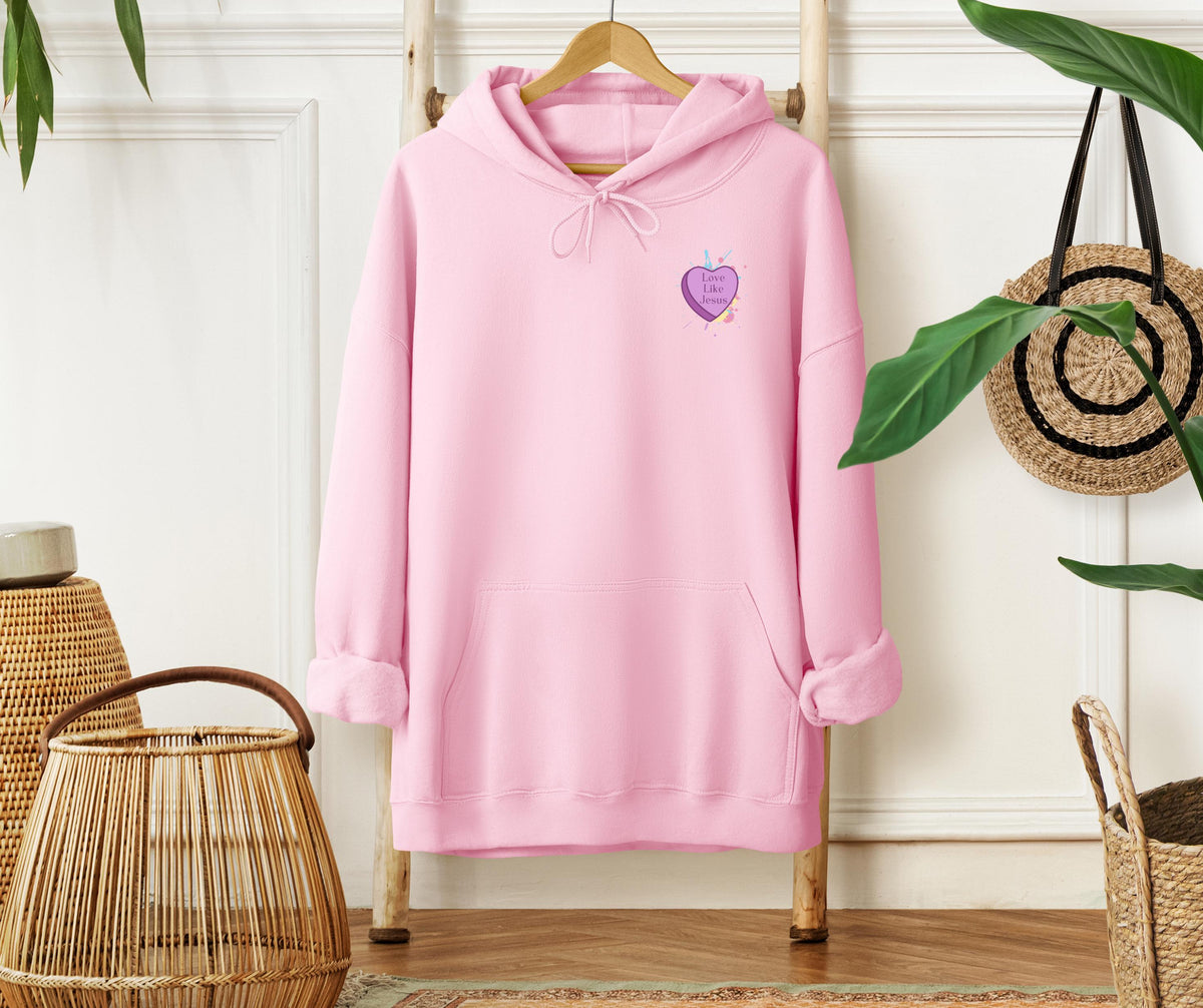 Love Like Jesus Candy Hearts Gildan® 18500 Christian Hoodie