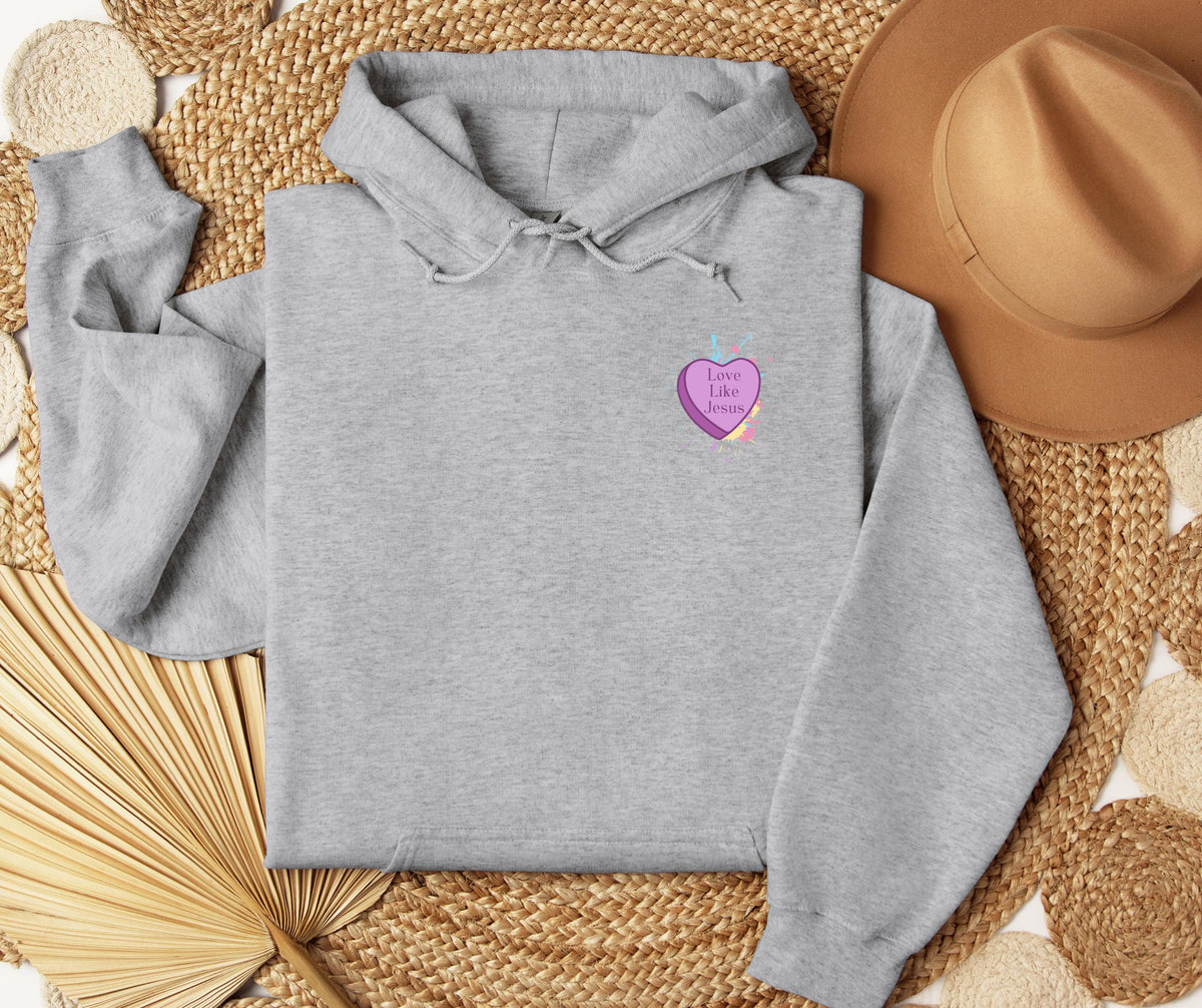 Love Like Jesus Candy Hearts Gildan® 18500 Christian Hoodie
