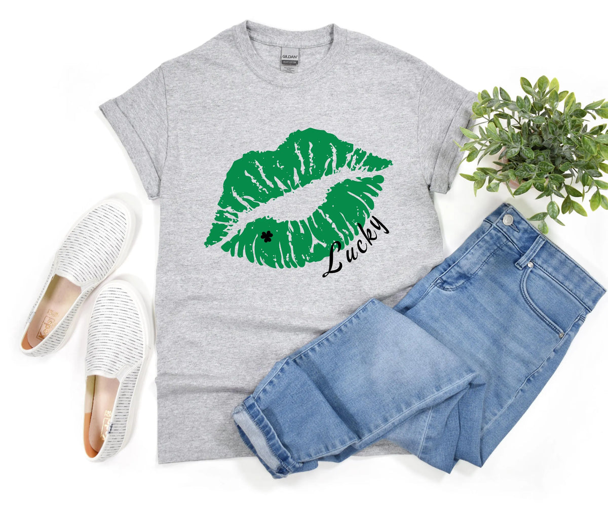 Lucky Green Lips Gildan® 5000 St. Patrick’s Day Shirt