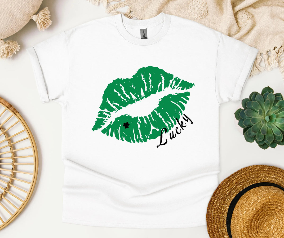 Lucky Green Lips Gildan® 5000 St. Patrick’s Day Shirt