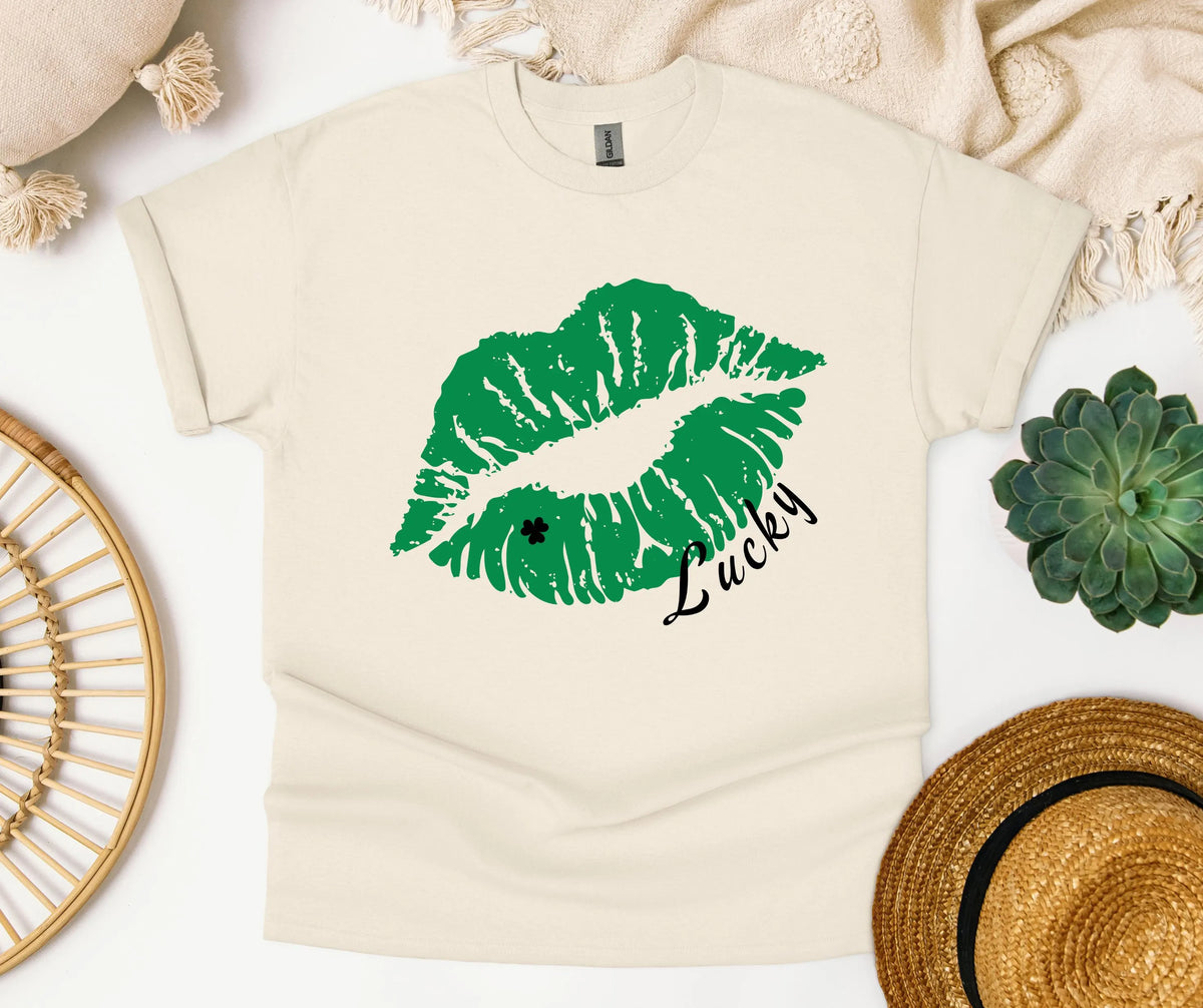 Lucky Green Lips Gildan® 5000 St. Patrick’s Day Shirt