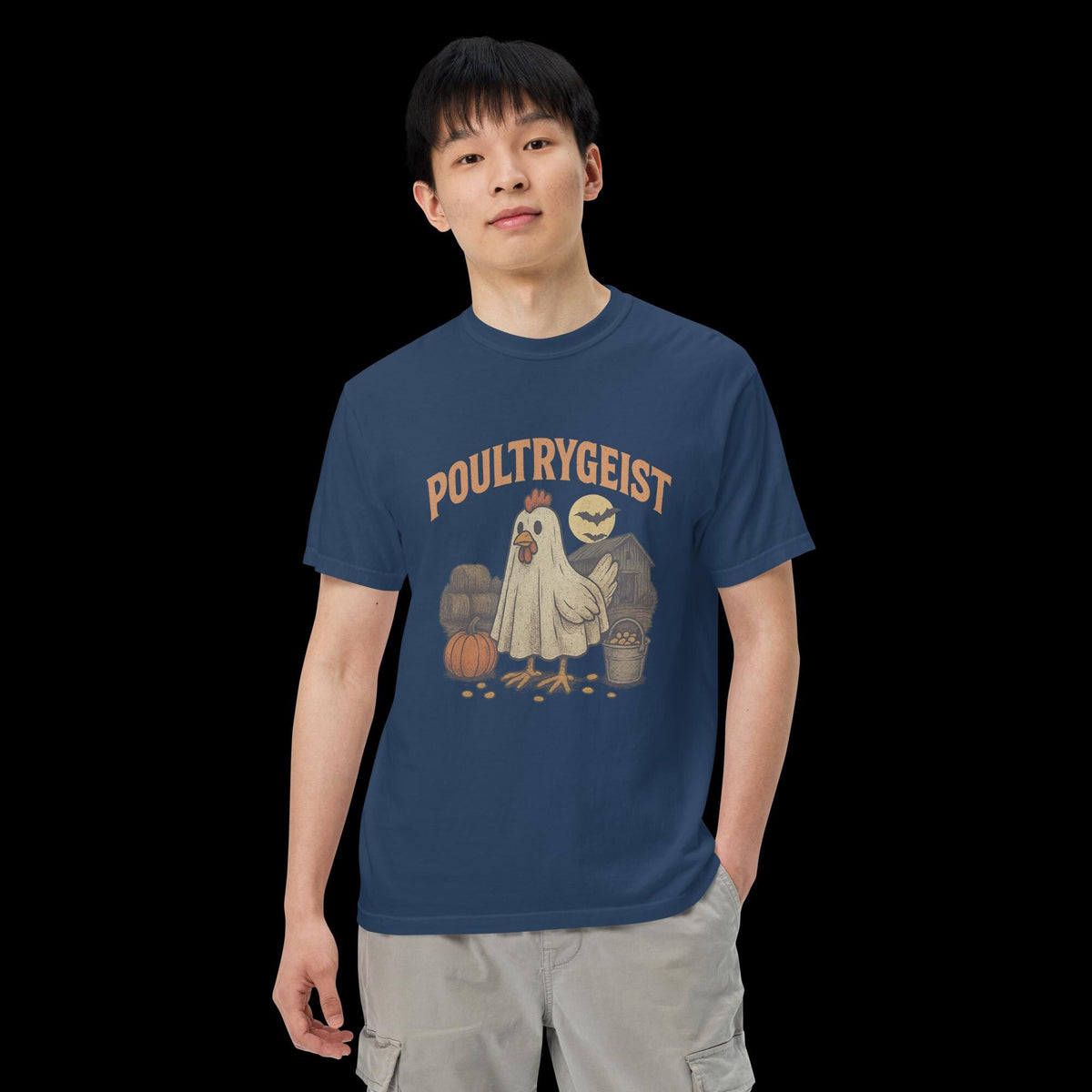 Poultrygeist Comfort Colors® 1717 Halloween Shirt | Funny Chicken Ghost Tee | Spooky Farmhouse Fall T-Shirt