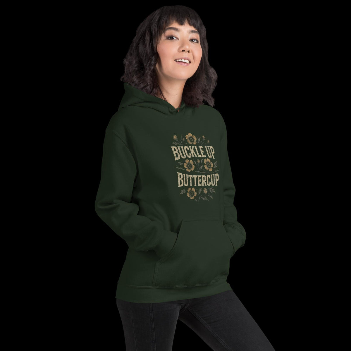Buckle Up Buttercup Hoodie | Grunge Floral Western Sweatshirt