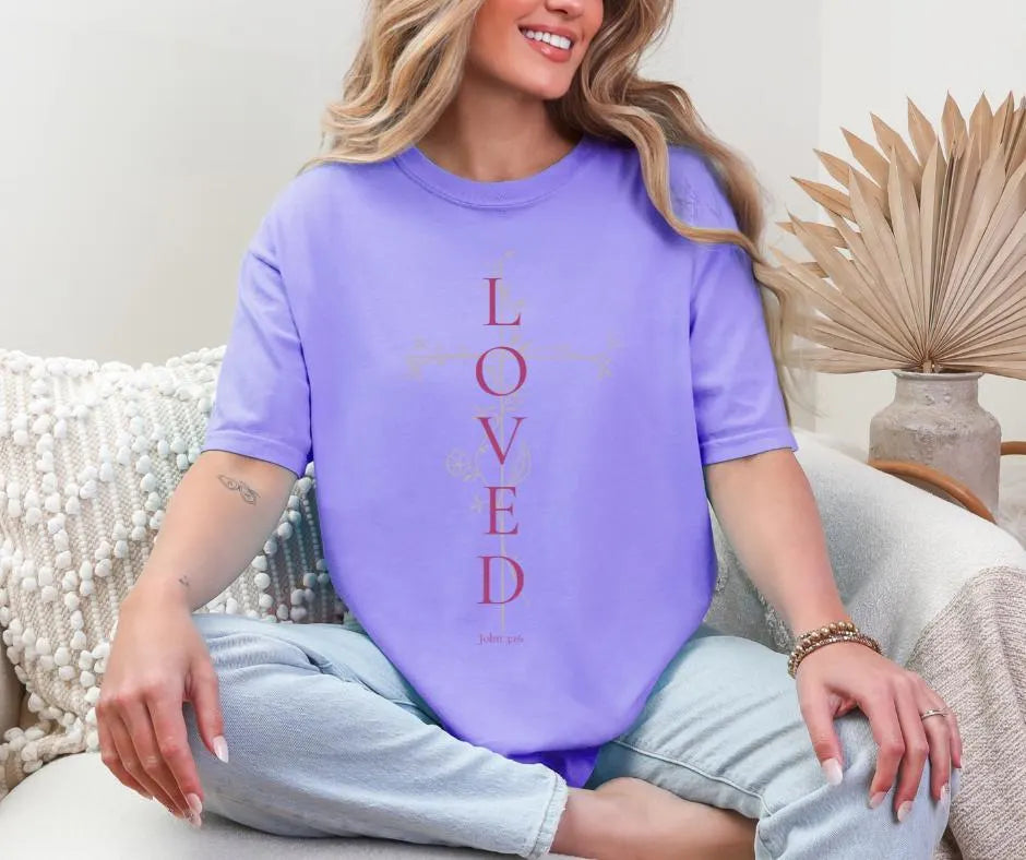 Loved John 3:16 Cross Comfort Colors® Christian Shirt