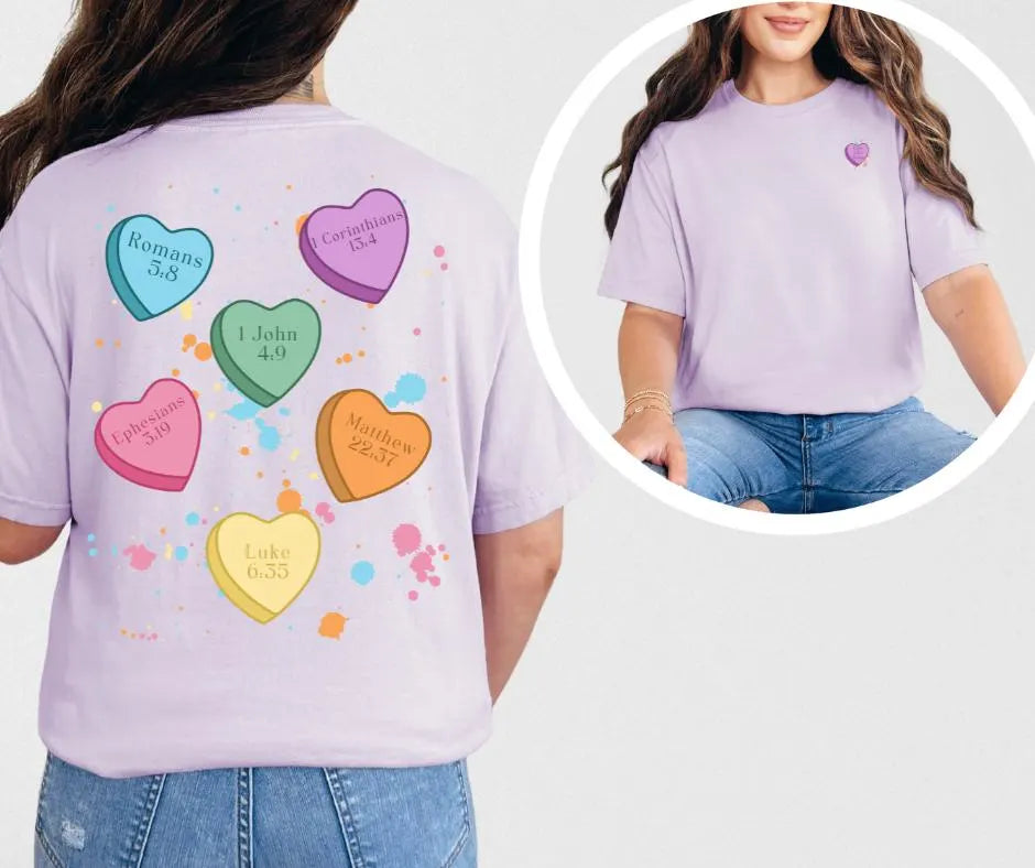 Love Like Jesus Candy Hearts Comfort Colors® Christian Shirt
