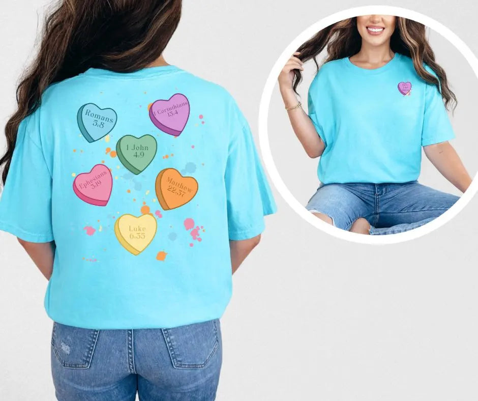 Love Like Jesus Candy Hearts Comfort Colors® Christian Shirt