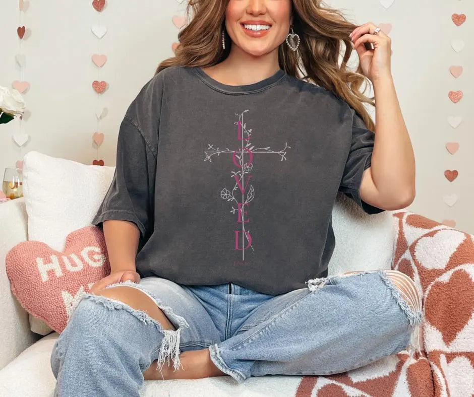 Loved John 3:16 Cross Comfort Colors® Christian Shirt