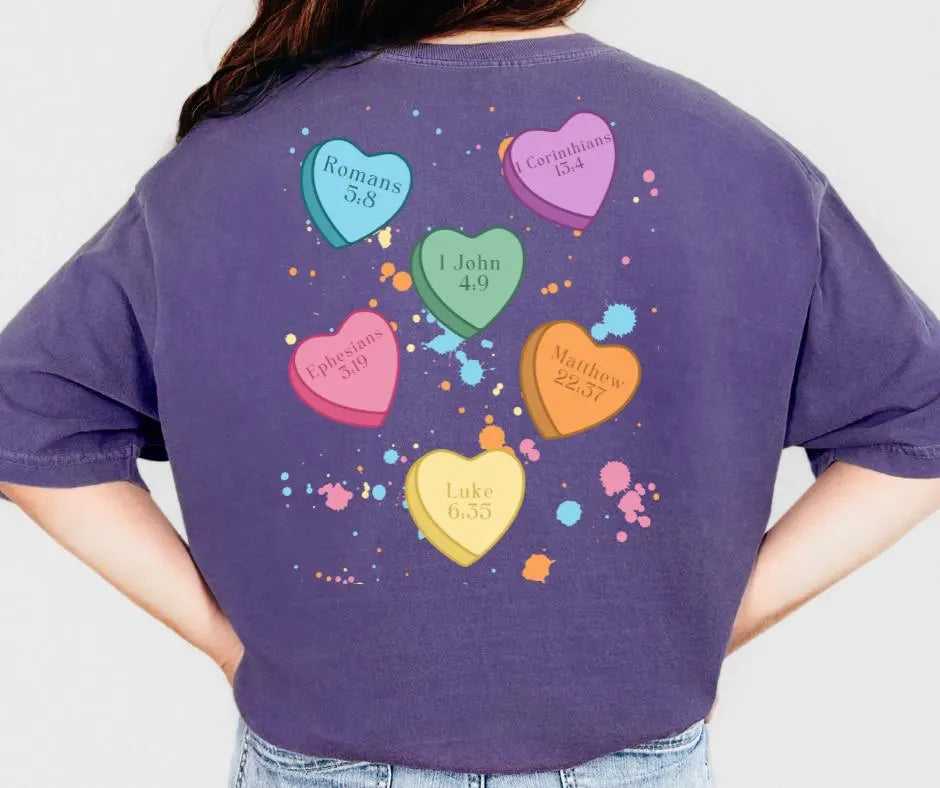Love Like Jesus Candy Hearts Comfort Colors® Christian Shirt