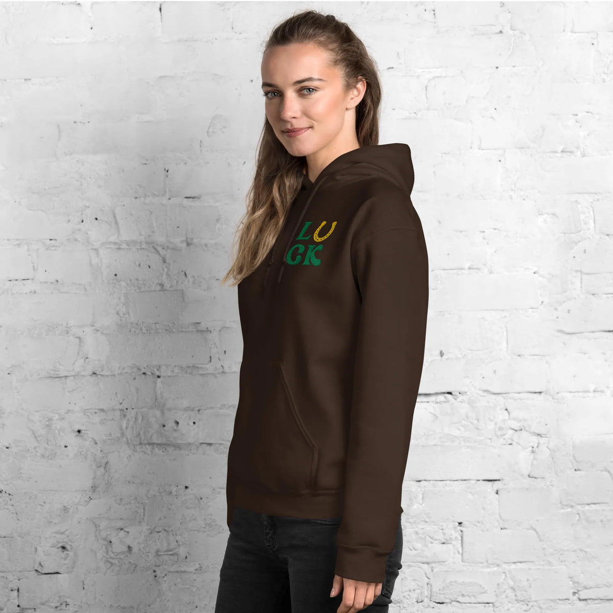 LUCK Horseshoe Embroidered Gildan® 18500 St. Patrick’s Day Hoodie