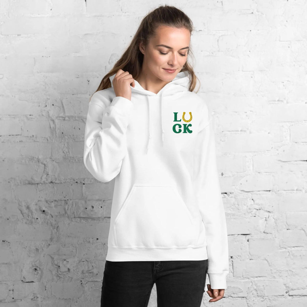 LUCK Horseshoe Embroidered Gildan® 18500 St. Patrick’s Day Hoodie