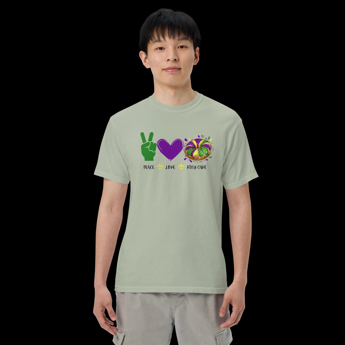 Peace Love King Cake Comfort Colors® Mardi Gras Shirt