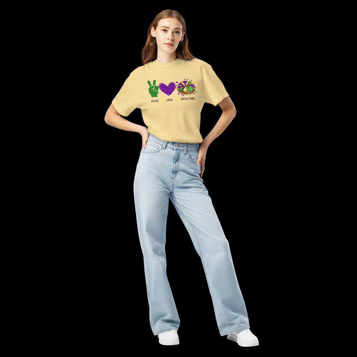 Peace Love King Cake Comfort Colors® Mardi Gras Shirt