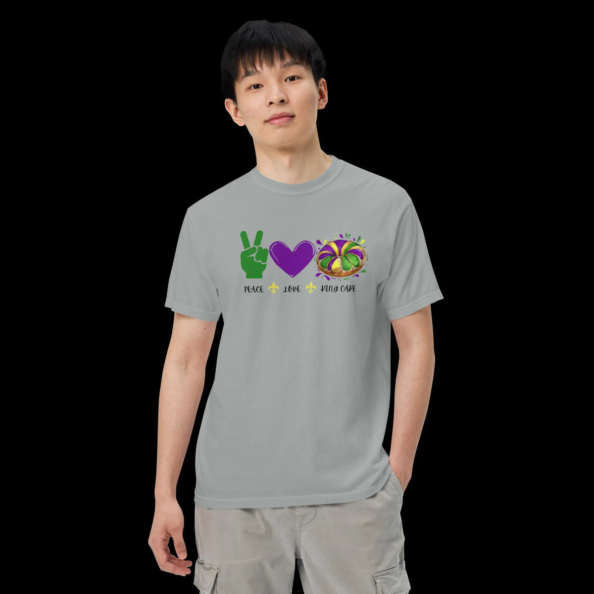 Peace Love King Cake Comfort Colors® Mardi Gras Shirt