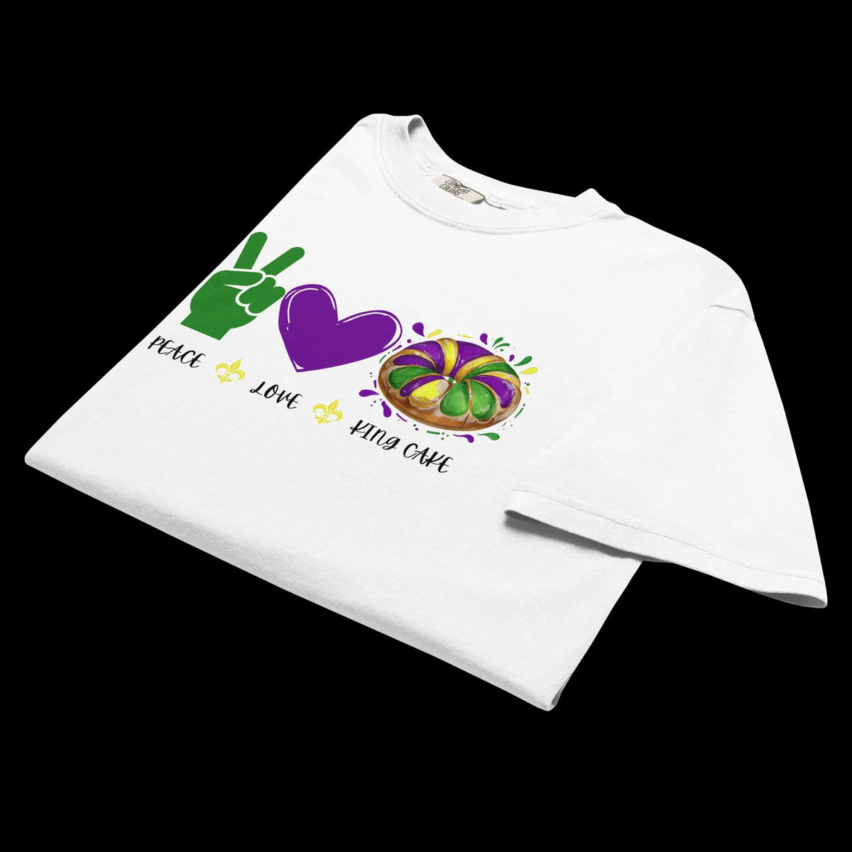 Peace Love King Cake Comfort Colors® Mardi Gras Shirt