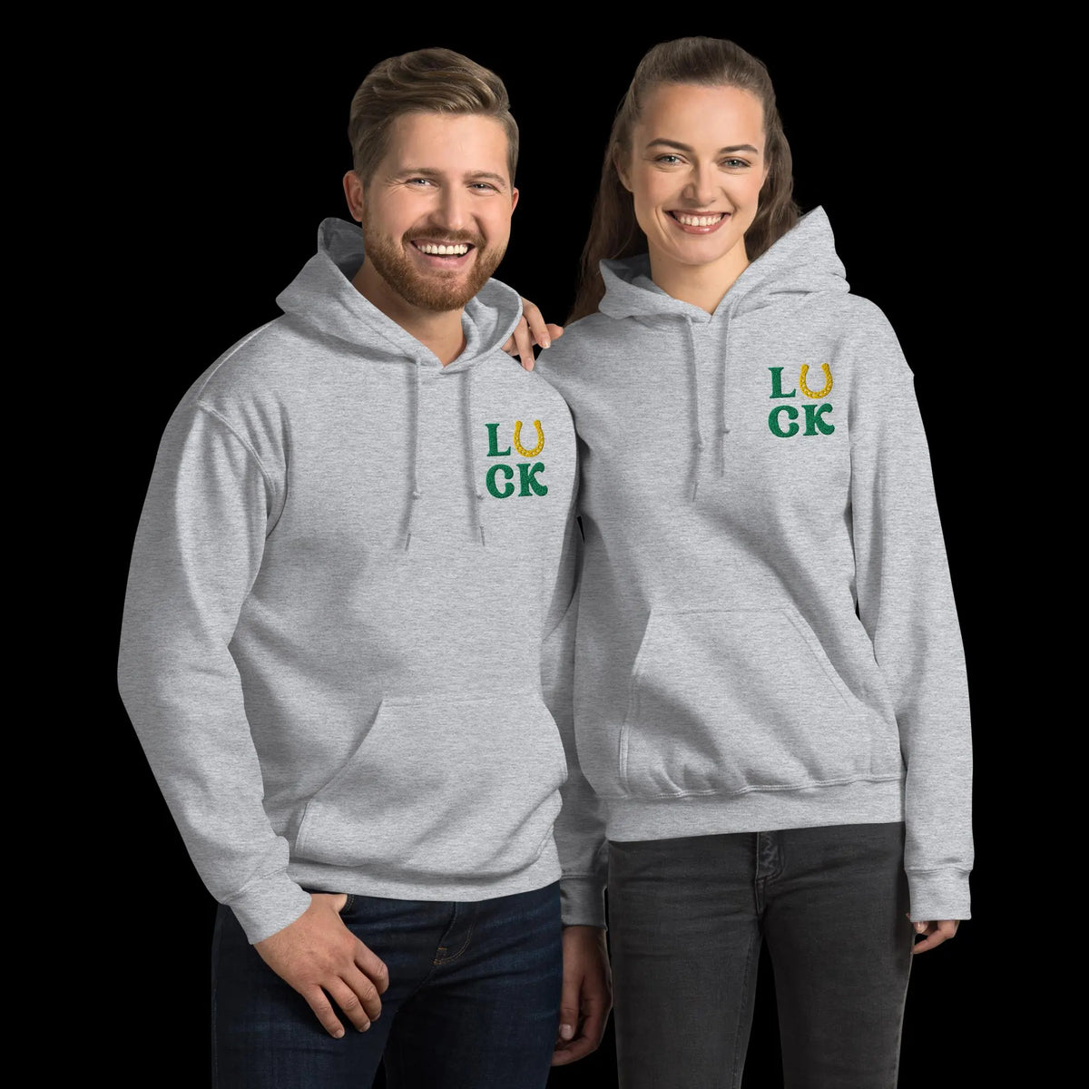 LUCK Horseshoe Embroidered Gildan® 18500 St. Patrick’s Day Hoodie