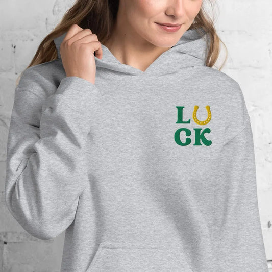 LUCK Horseshoe Embroidered Gildan® 18500 St. Patrick’s Day Hoodie