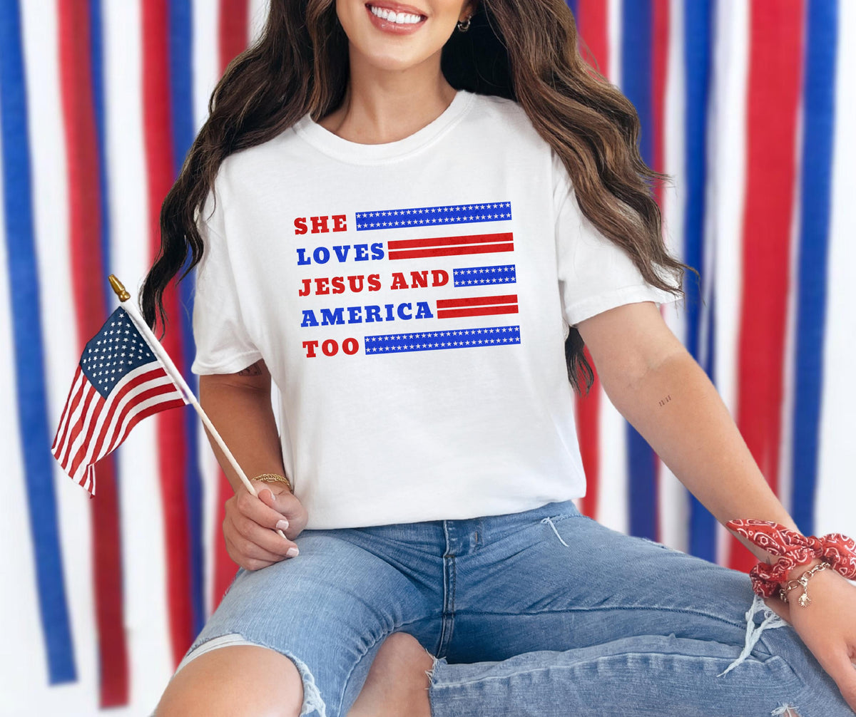 She Loves Jesus and America Too Comfort Colors® Shirt