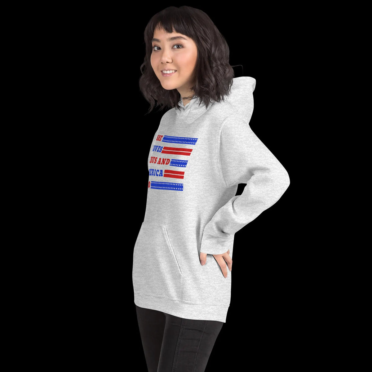 She Loves Jesus and America Too Gildan® 18500 Hoodie