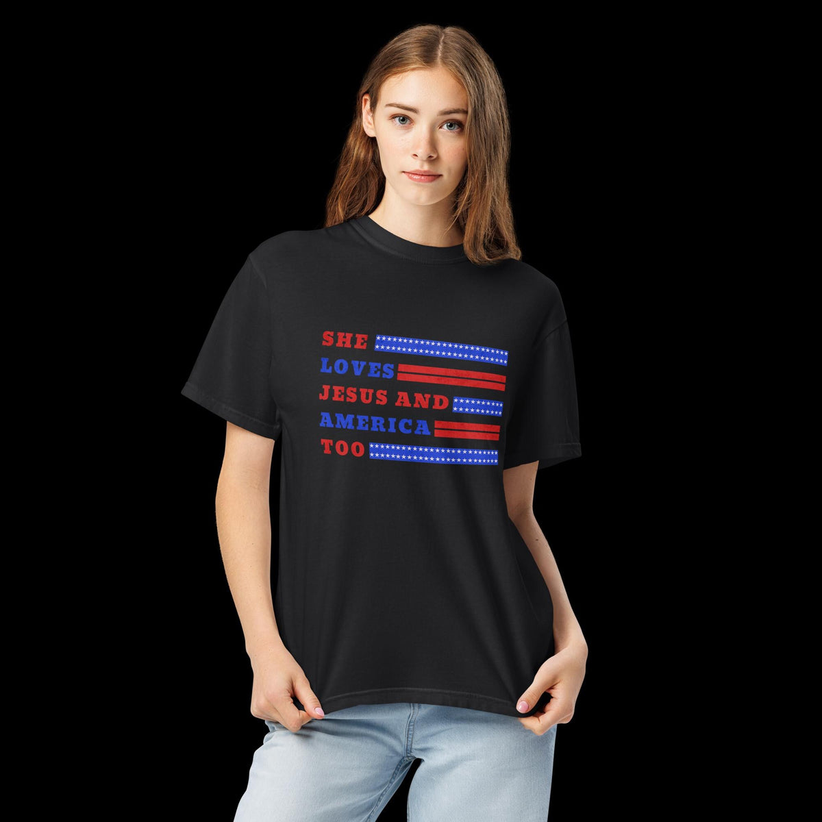 She Loves Jesus and America Too Comfort Colors® Shirt