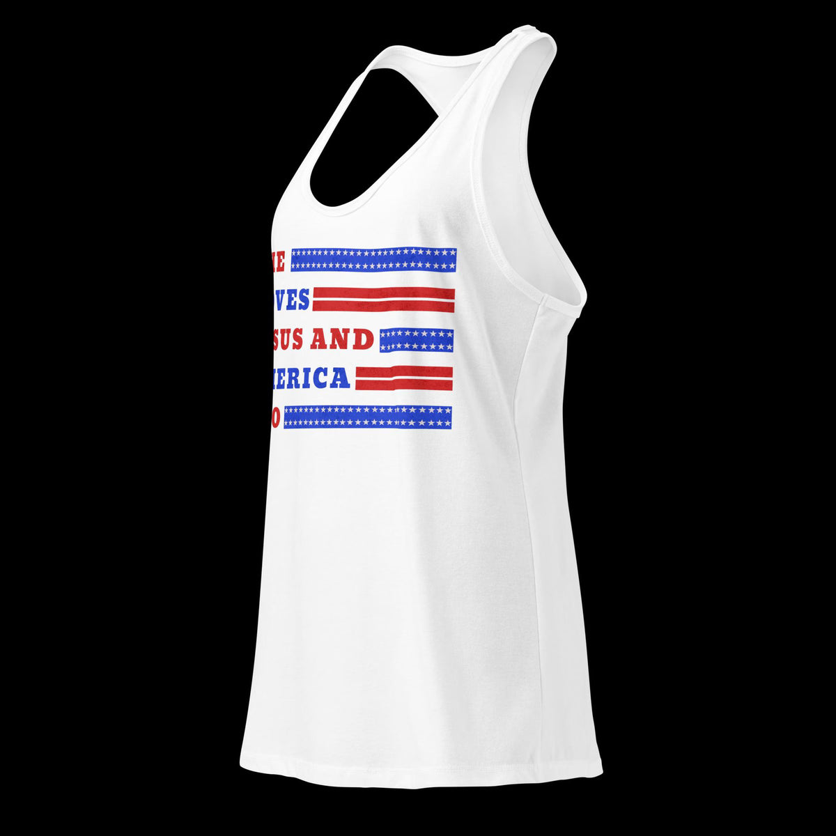 She Loves Jesus and America Too Next Level® Racerback Tank