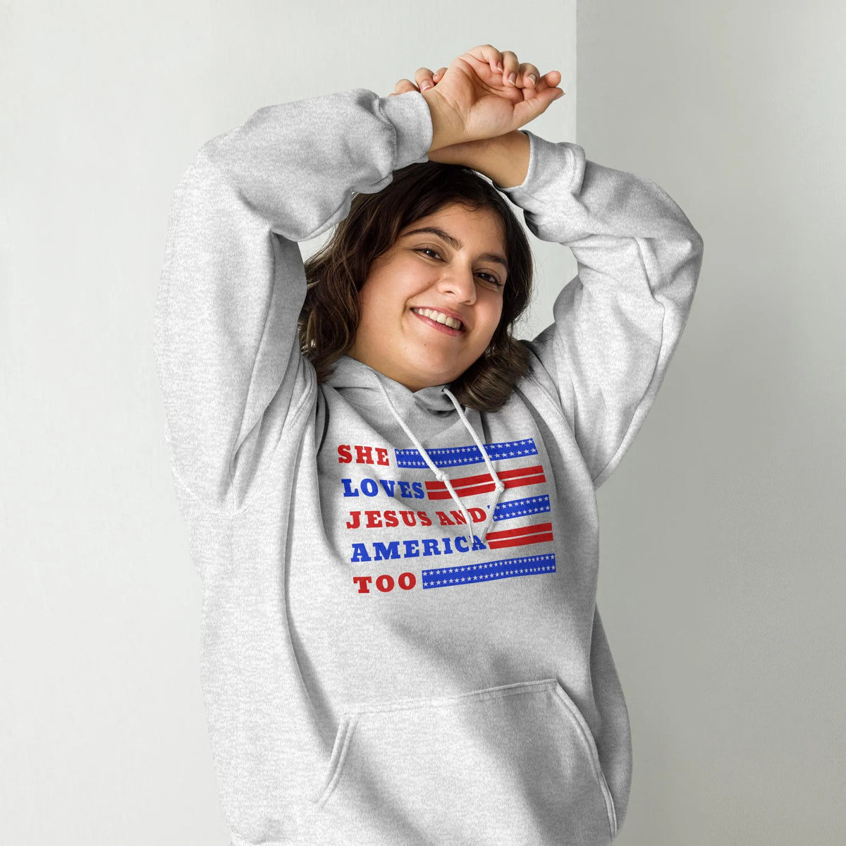 She Loves Jesus and America Too Gildan® 18500 Hoodie