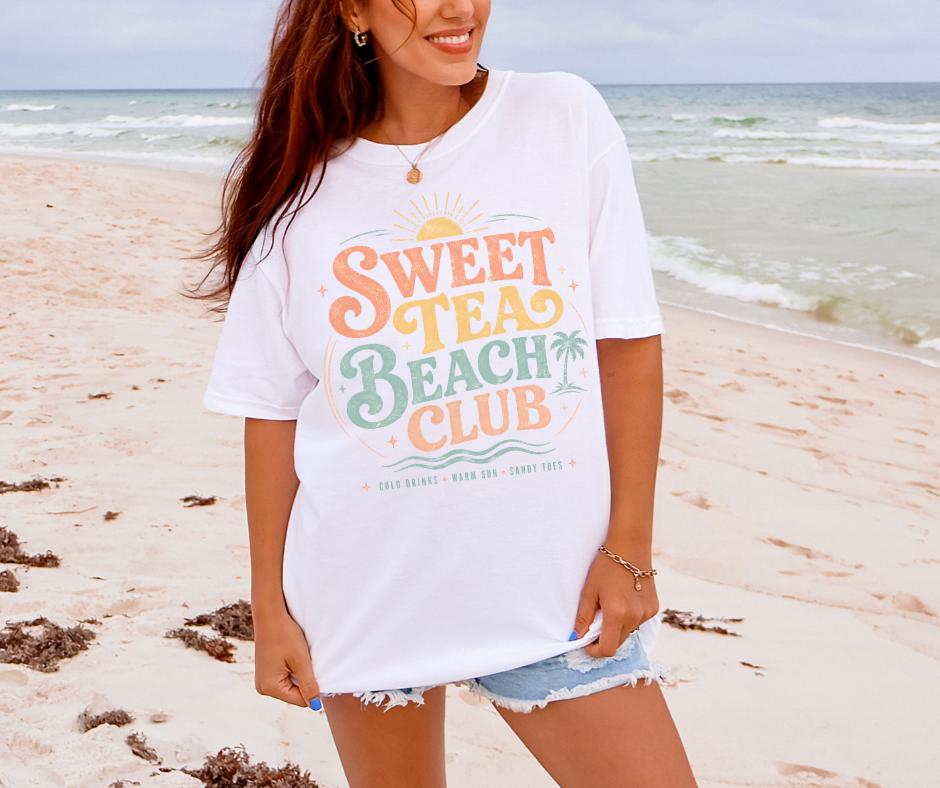 Sweet Tea Beach Club Graphic Tee | Southern Coastal Summer Shirt