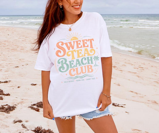 Sweet Tea Beach Club Graphic Tee | Southern Coastal Summer Shirt