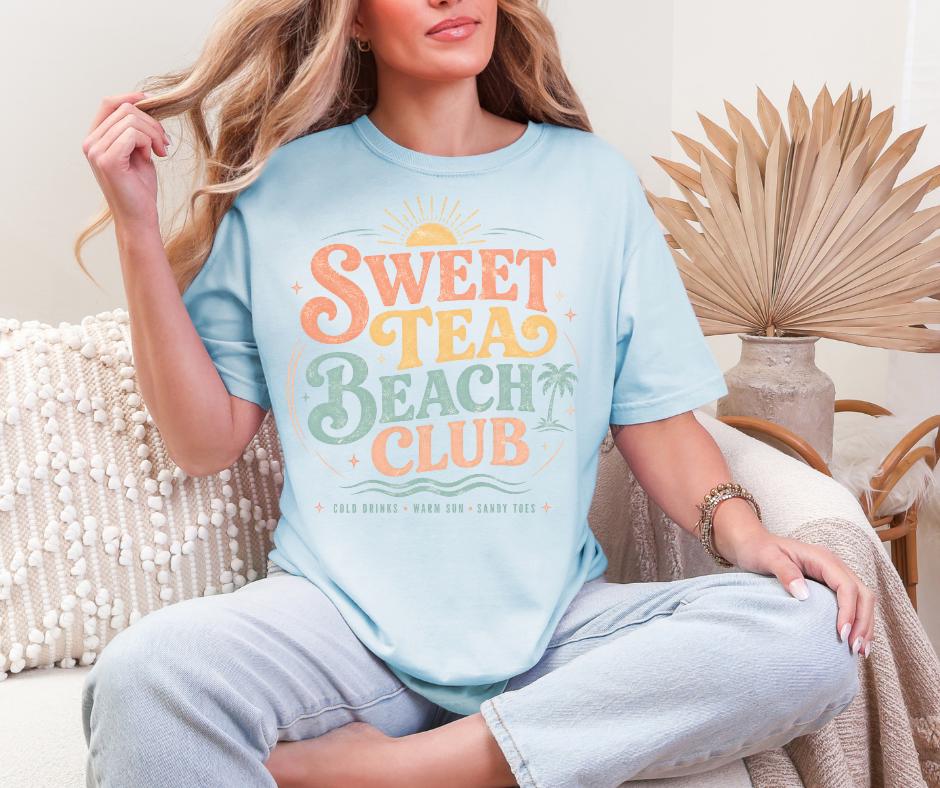 Sweet Tea Beach Club Graphic Tee | Southern Coastal Summer Shirt