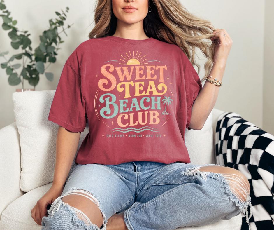 Sweet Tea Beach Club Graphic Tee | Southern Coastal Summer Shirt