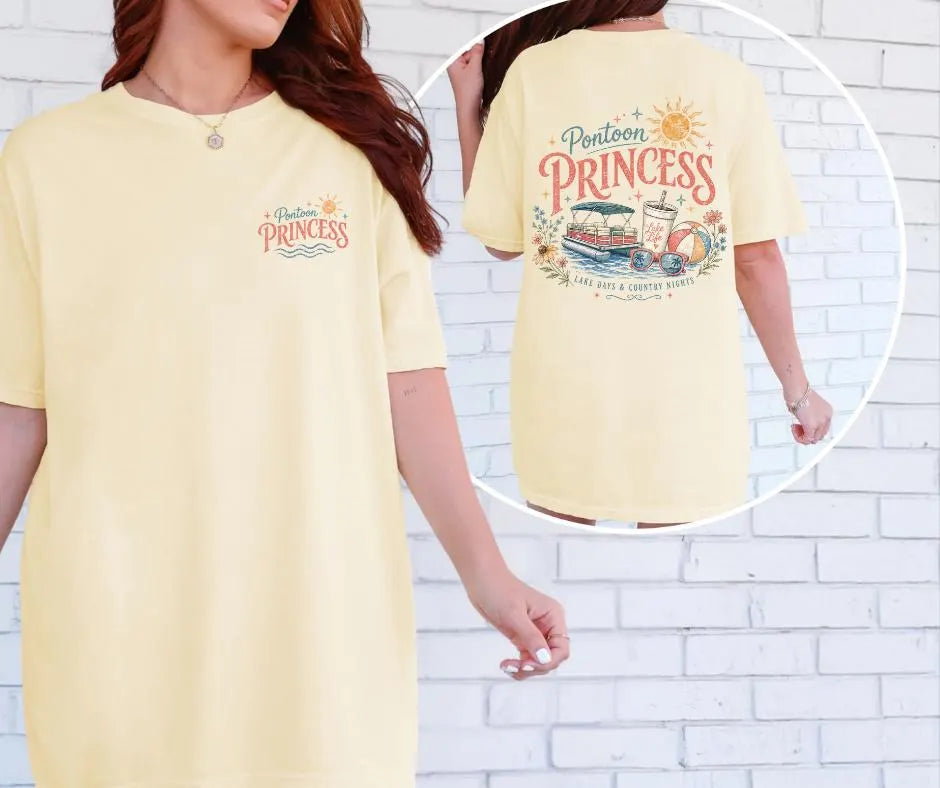 Pontoon Princess Graphic Tee | Vintage Lake Life Summer Shirt