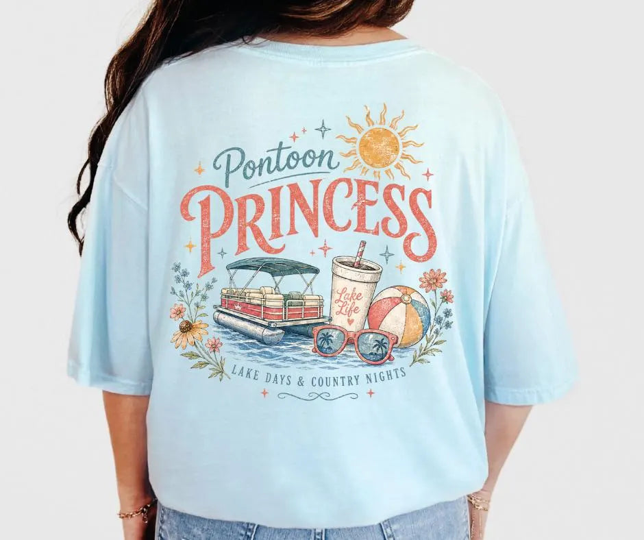 Pontoon Princess Graphic Tee | Vintage Lake Life Summer Shirt