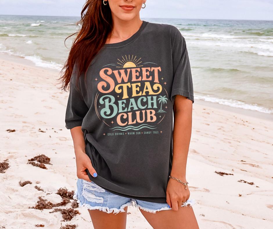 Sweet Tea Beach Club Graphic Tee | Southern Coastal Summer Shirt