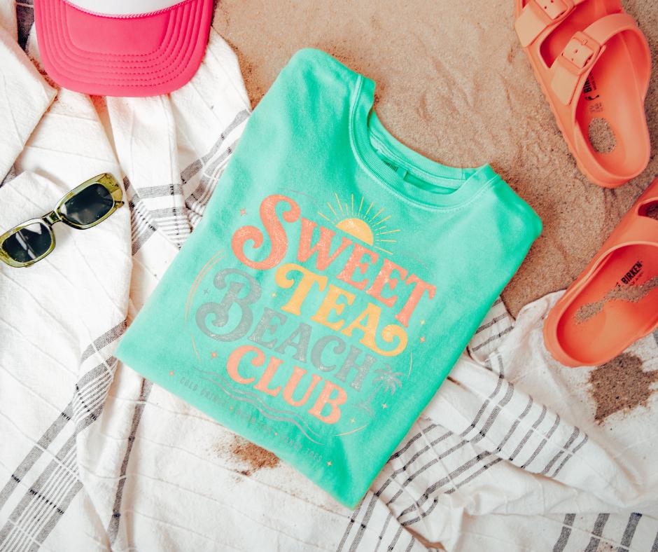 Sweet Tea Beach Club Graphic Tee | Southern Coastal Summer Shirt