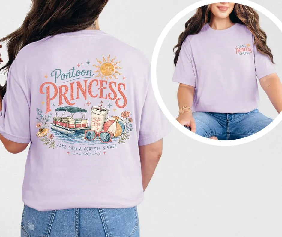 Pontoon Princess Graphic Tee | Vintage Lake Life Summer Shirt