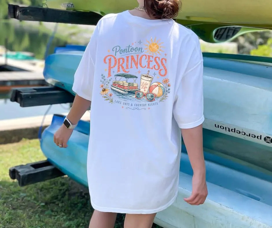 Pontoon Princess Graphic Tee | Vintage Lake Life Summer Shirt
