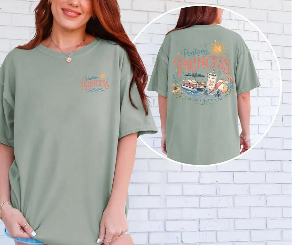 Pontoon Princess Graphic Tee | Vintage Lake Life Summer Shirt
