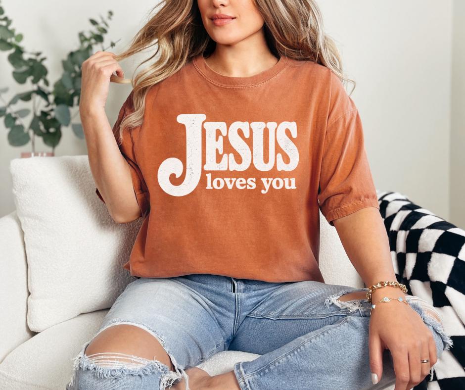 Jesus Loves You Retro Christian Comfort Colors® T-Shirt