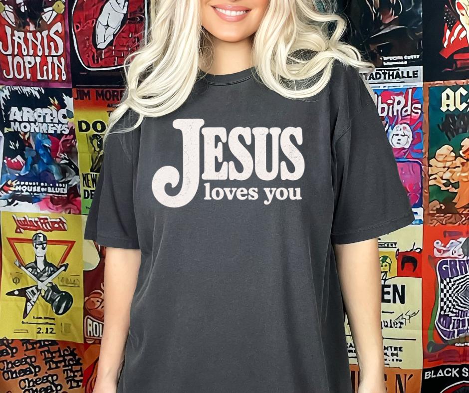 Jesus Loves You Retro Christian Comfort Colors® T-Shirt
