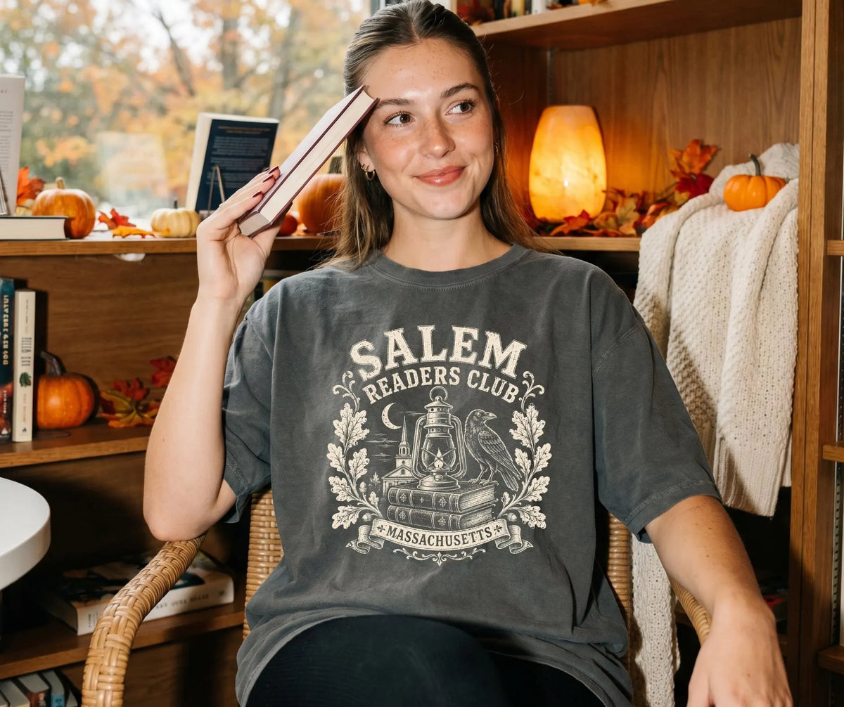 Salem Readers Club Shirt, Gothic Literature, Vintage Raven Lantern Books, Massachusetts Tee