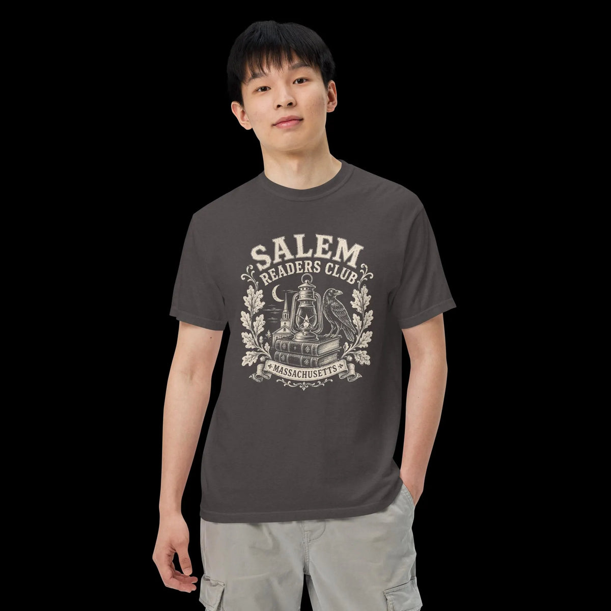 Salem Readers Club Shirt, Gothic Literature, Vintage Raven Lantern Books, Massachusetts Tee