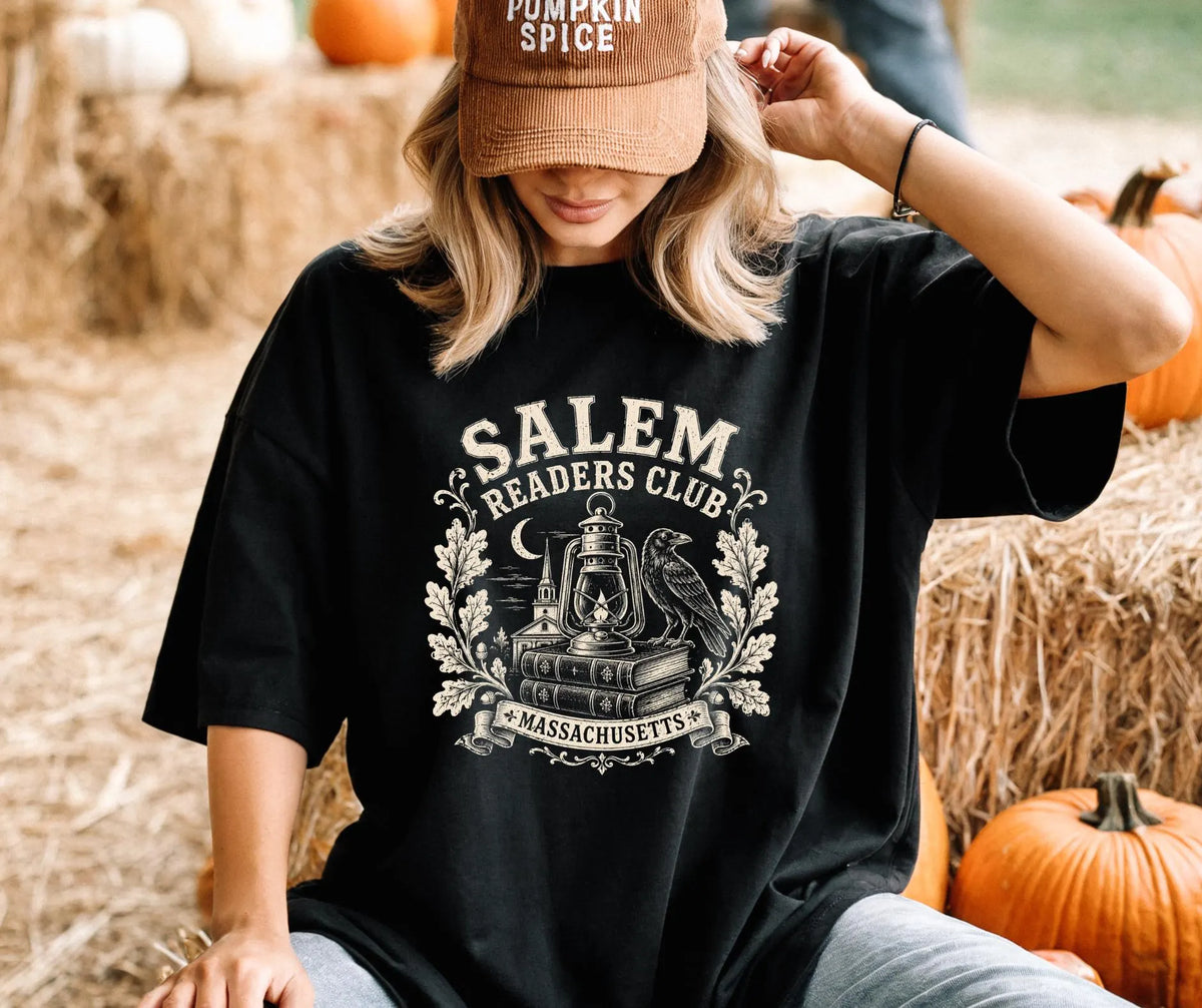 Salem Readers Club Shirt, Gothic Literature, Vintage Raven Lantern Books, Massachusetts Tee