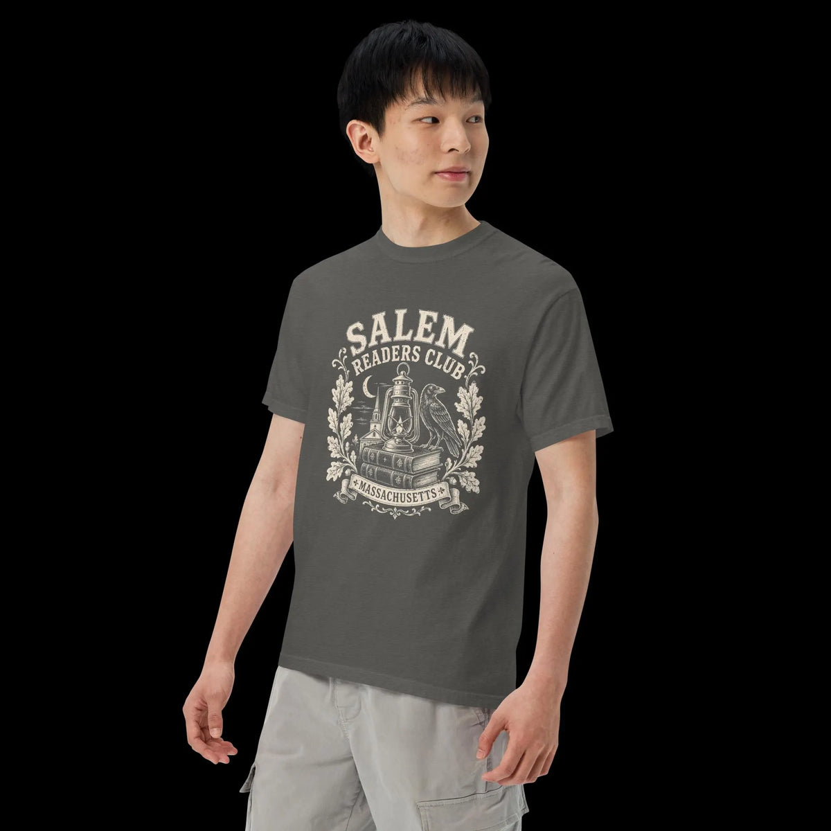 Salem Readers Club Shirt, Gothic Literature, Vintage Raven Lantern Books, Massachusetts Tee