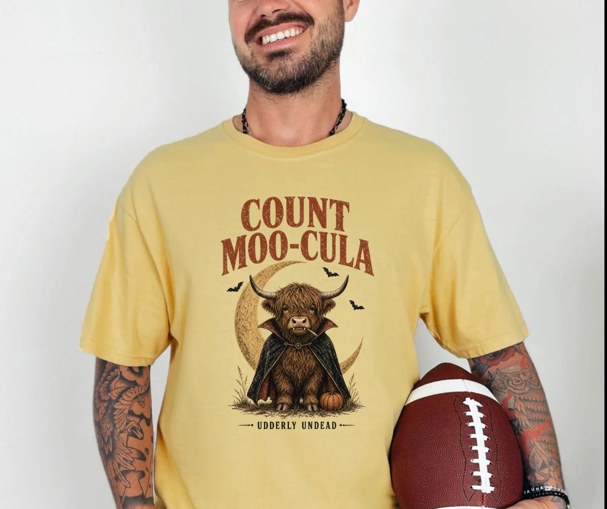 Count Moo-Cula Highland Cow Comfort Colors® Halloween Shirt