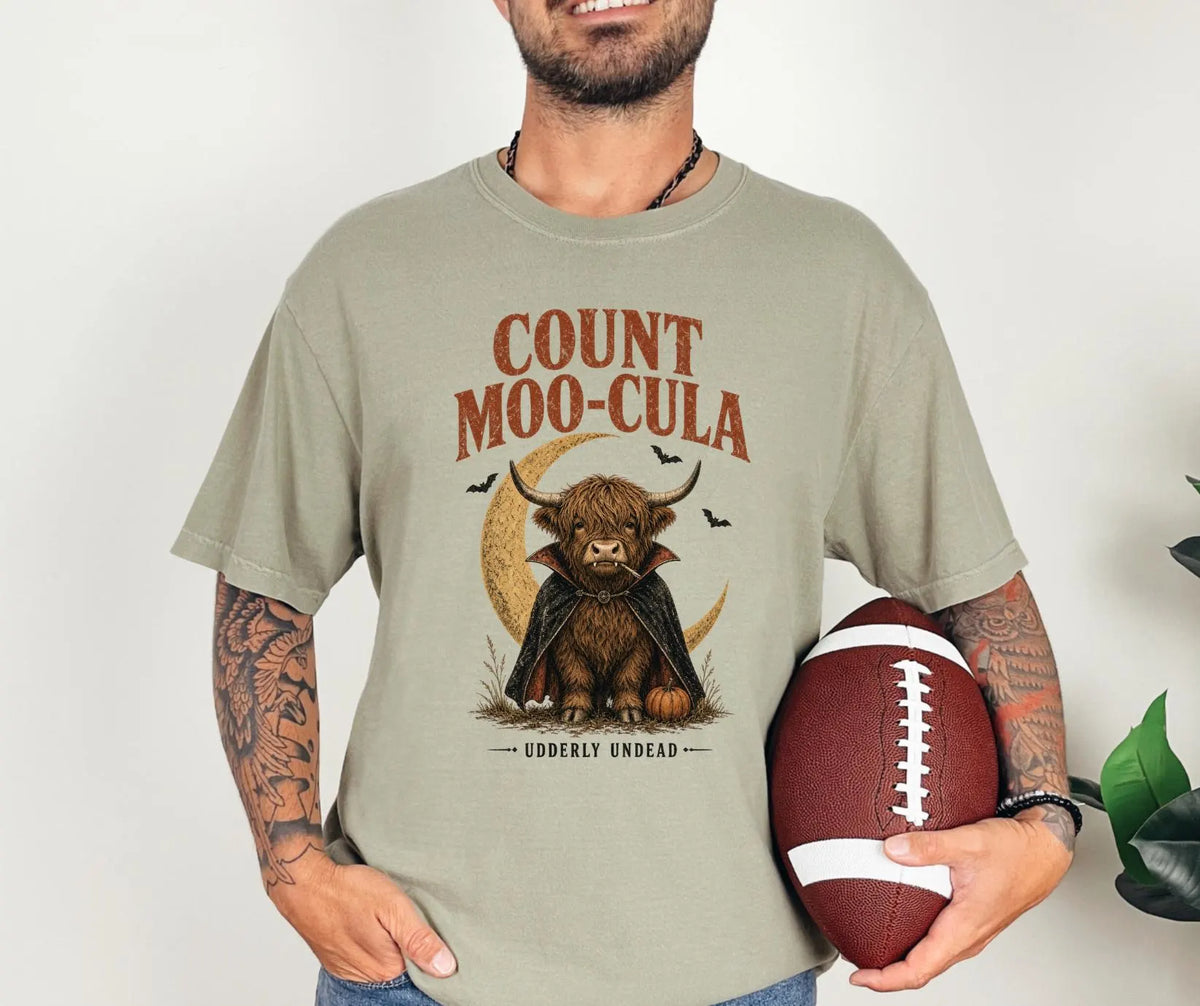 Count Moo-Cula Highland Cow Comfort Colors® Halloween Shirt