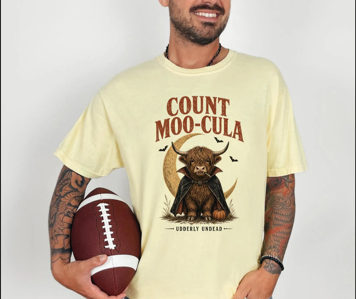 Count Moo-Cula Highland Cow Comfort Colors® Halloween Shirt